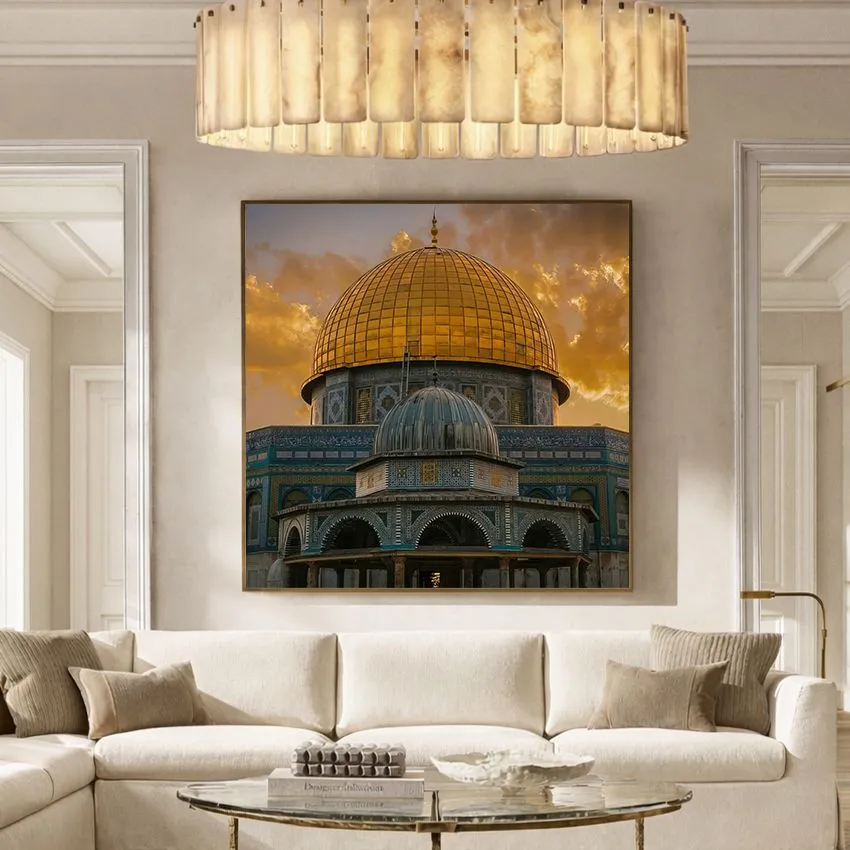Dome of the Rock and Al-Aqsa Dome at Evening Al-Quds Wall Art
