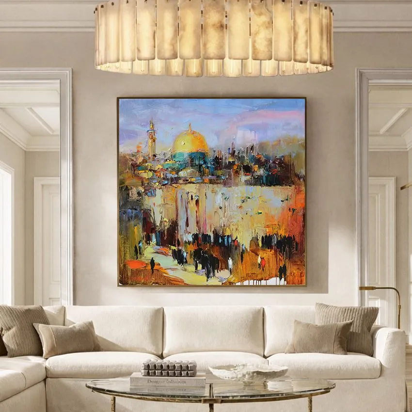 Abstract Jerusalem Walls and Dome Free Strokes Al-Quds Wall Art