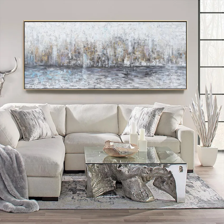 Abstract Silver Grey Texture Wall Art II