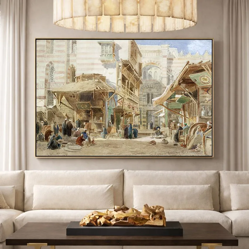 Coppersmiths Market in Cairo by Edward Angelo Goodall – Orientalist Wall Art