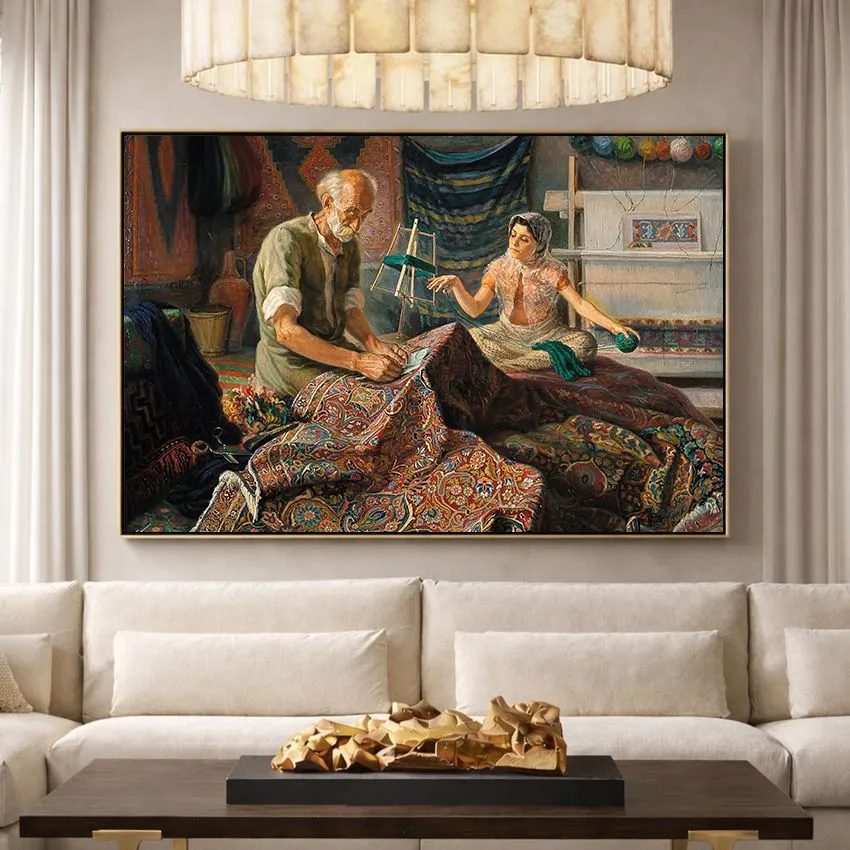 The Carpet Mender by Jafar Petgar – Orientalist Wall Art