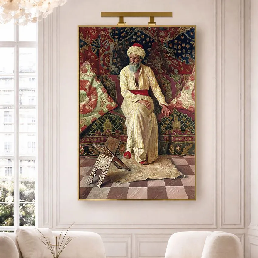 A Pensive Elder by Rudolf Ernst – Orientalist Wall Art