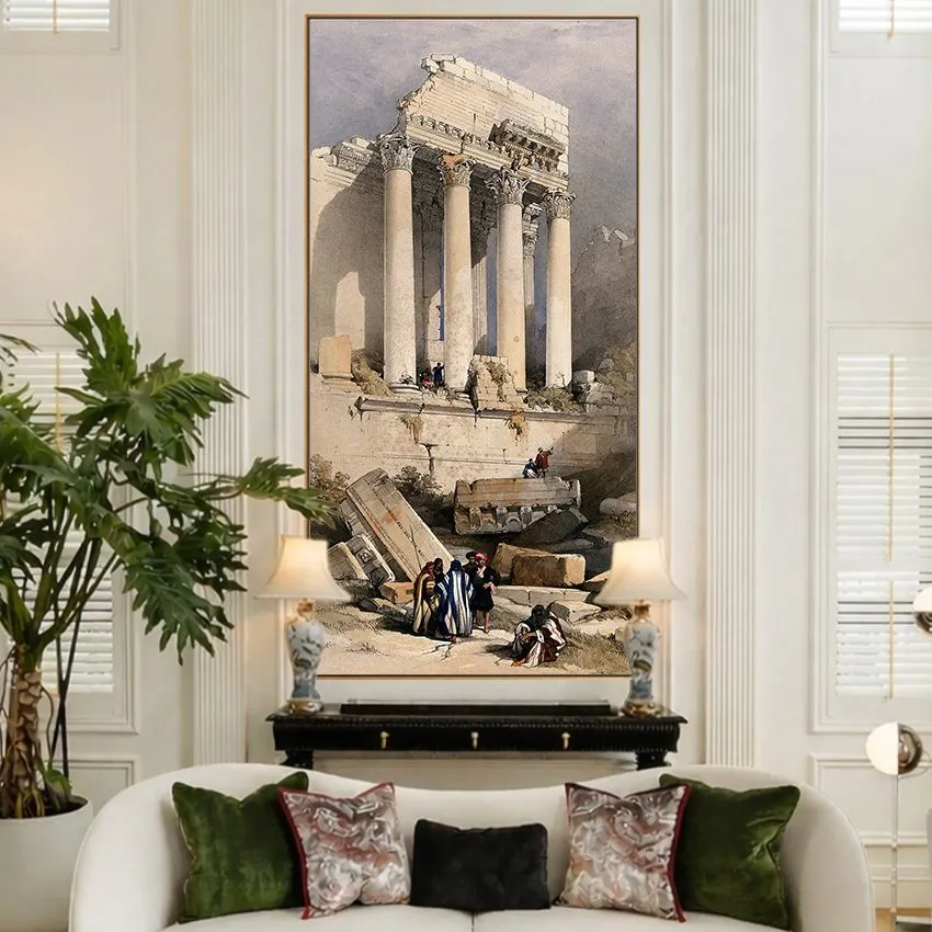 Portico of the Great Temple at Baalbek by David Roberts – Orientalist Wall Art