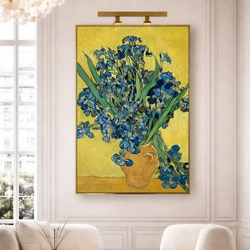 Irises on Yellow Background by Vincent van Gogh Wall Art