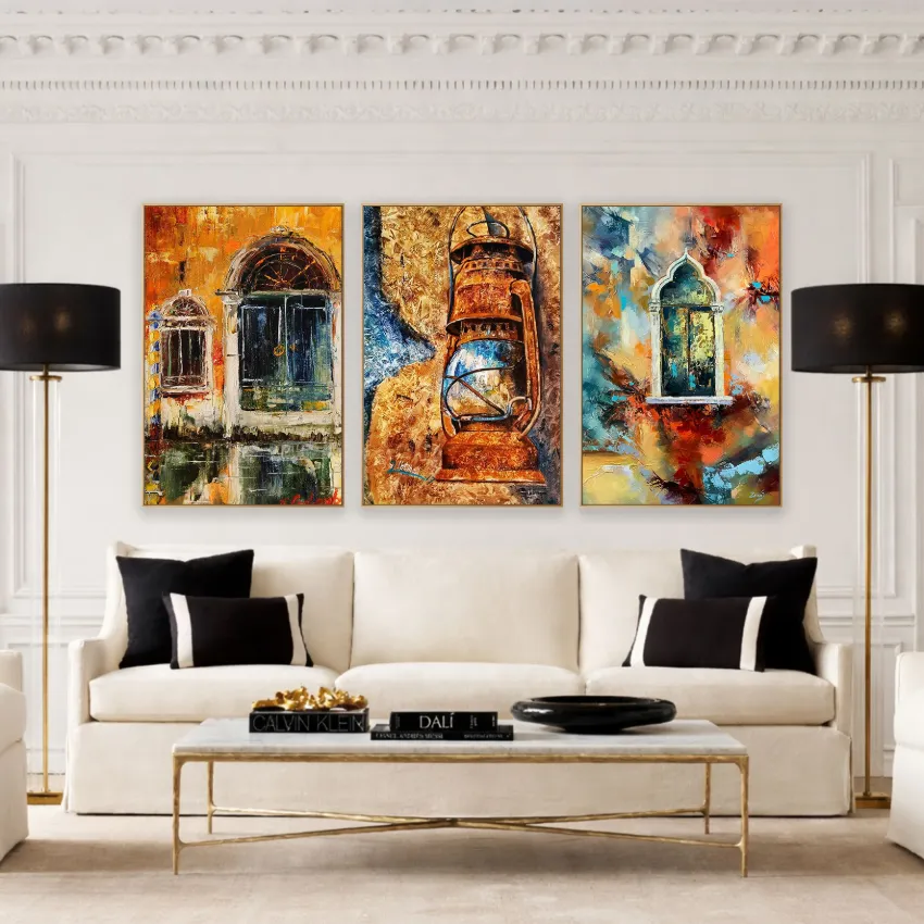 Vivid Ornate Doors and Windows Islamic Wall Art Set of 3