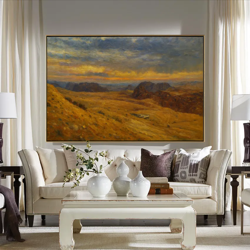 Golden Hills under a Sunset Sky | Nature Wall Art
